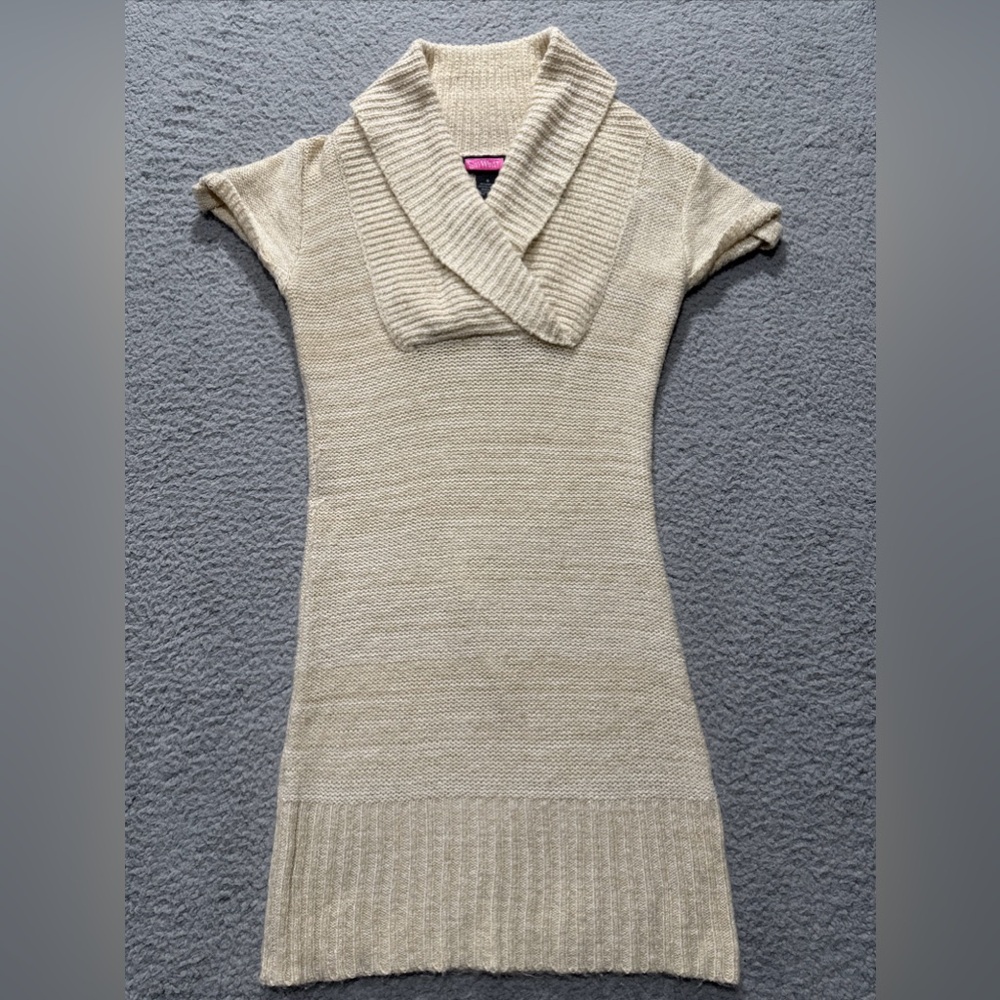 Say What Cream Short Sleeve Sweater Dress Size S